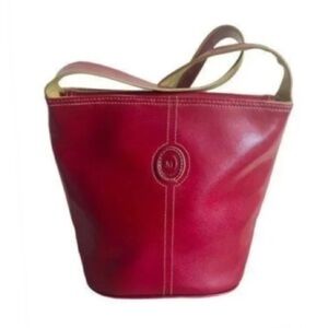 Mondani New York Red Faux Leather Bucket Purse